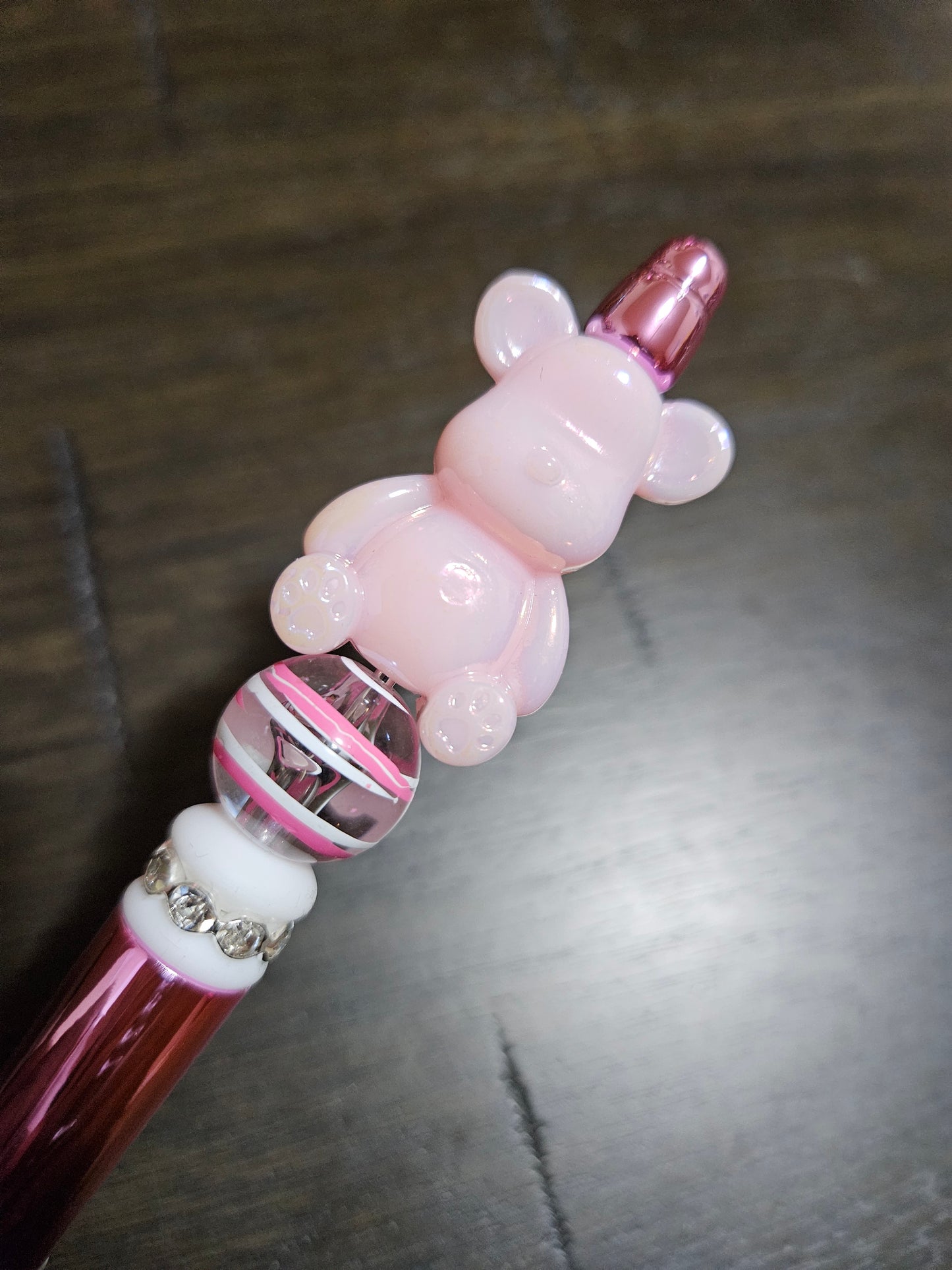 Acrylic Iridescent Bear Beaded Pens