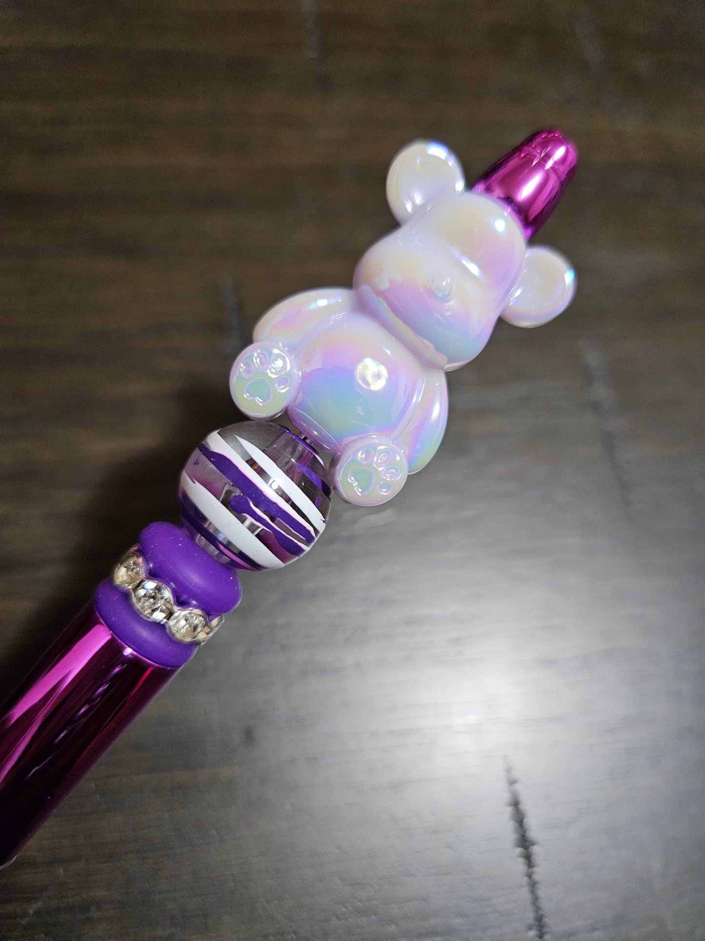 Acrylic Iridescent Bear Beaded Pens