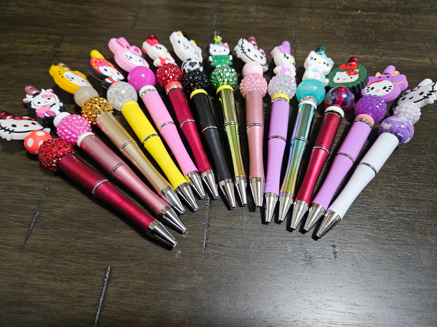 White Kitty Beaded Pens