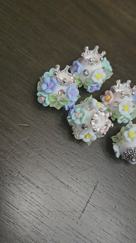 20mm Acrylic Beads w/ Flowers, Butterflies, & Crown